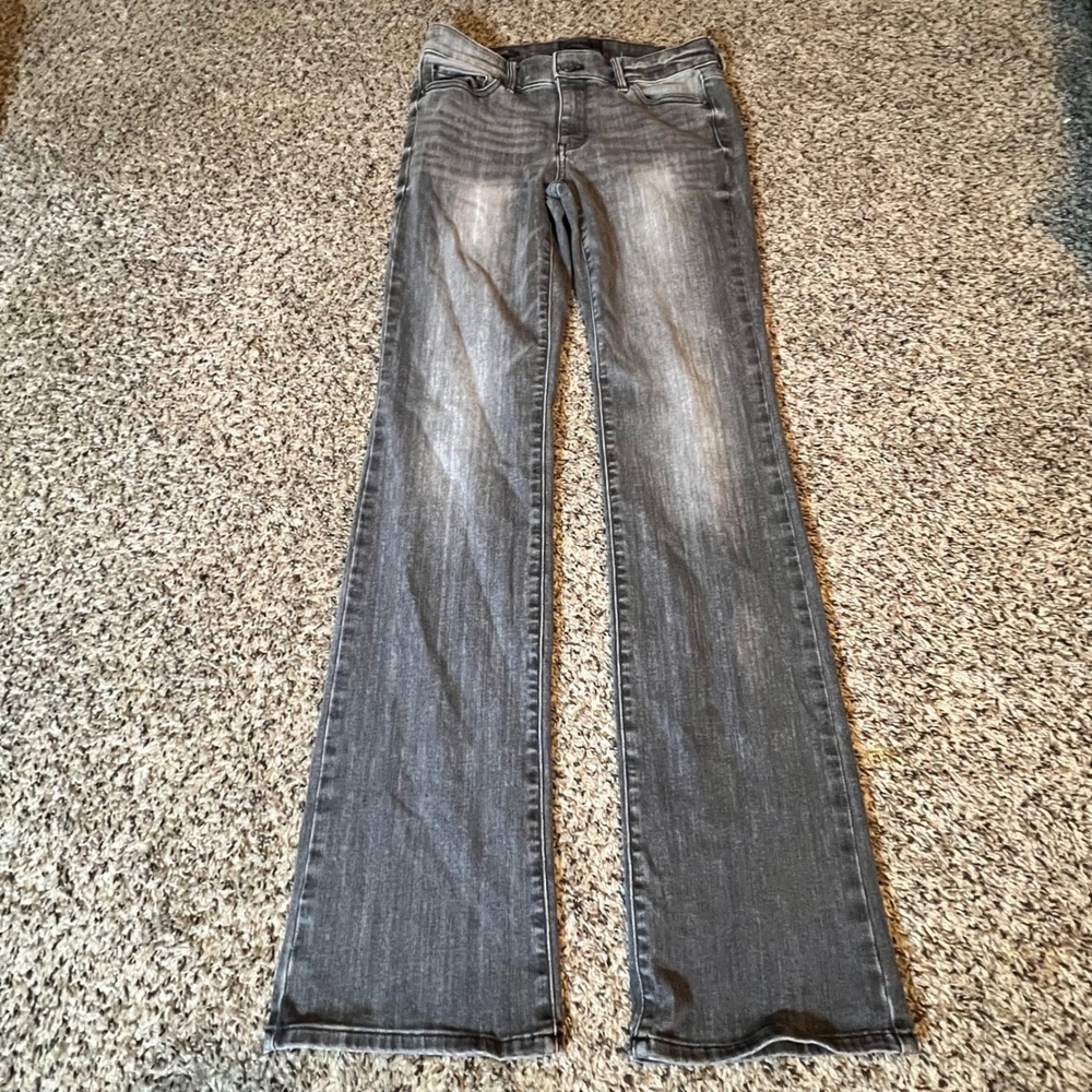 White House Black Market Womens Mid Rise Bootcut Jeans Grey Faded Size 4 Stretch